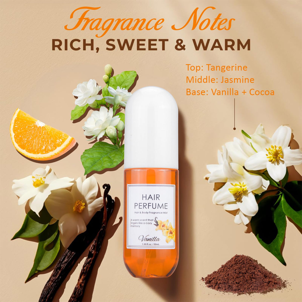 Vanilla Hair & Body Perfume Spray, Alcohol-Free, 1.7 Oz S75355