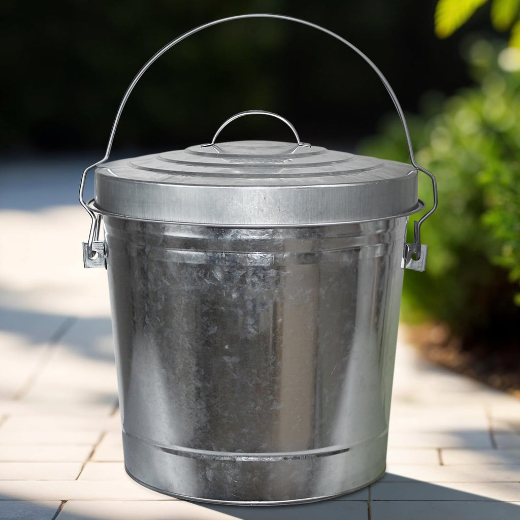 20 Gallon and 6 Gallon Metal Trash Can Set with Lids F801816