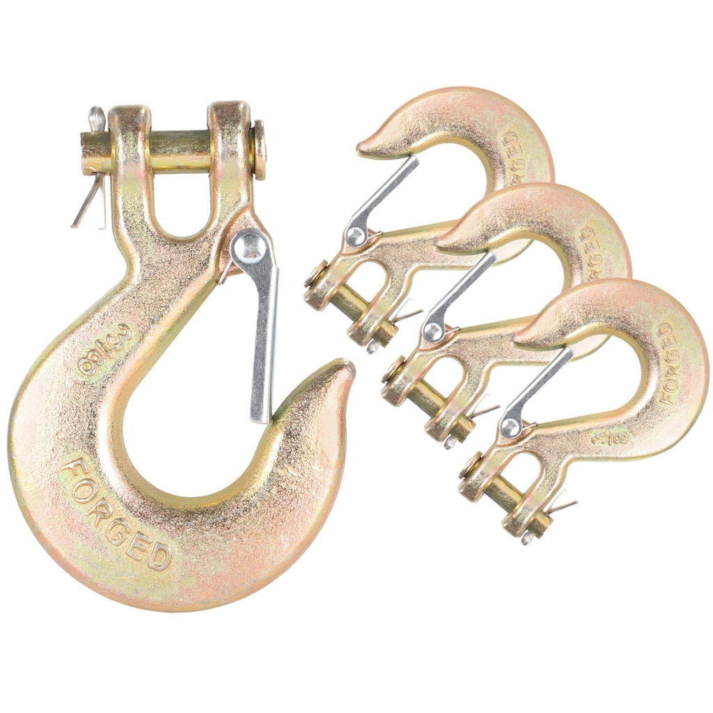 4-Pack 3/8-Inch Clevis Slip Hooks with Safety Latch E76614