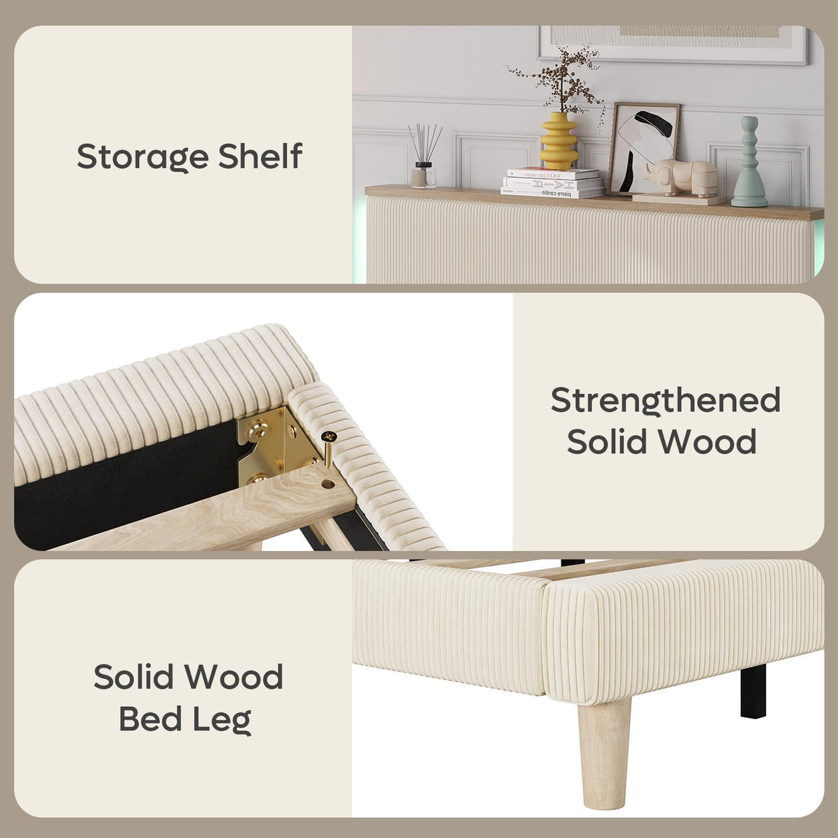 Full Bed Frame with Adjustable Headboard S7033