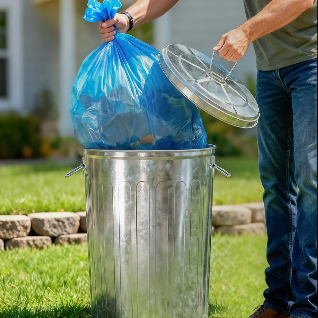 20 Gallon and 6 Gallon Metal Trash Can Set with Lids F801816