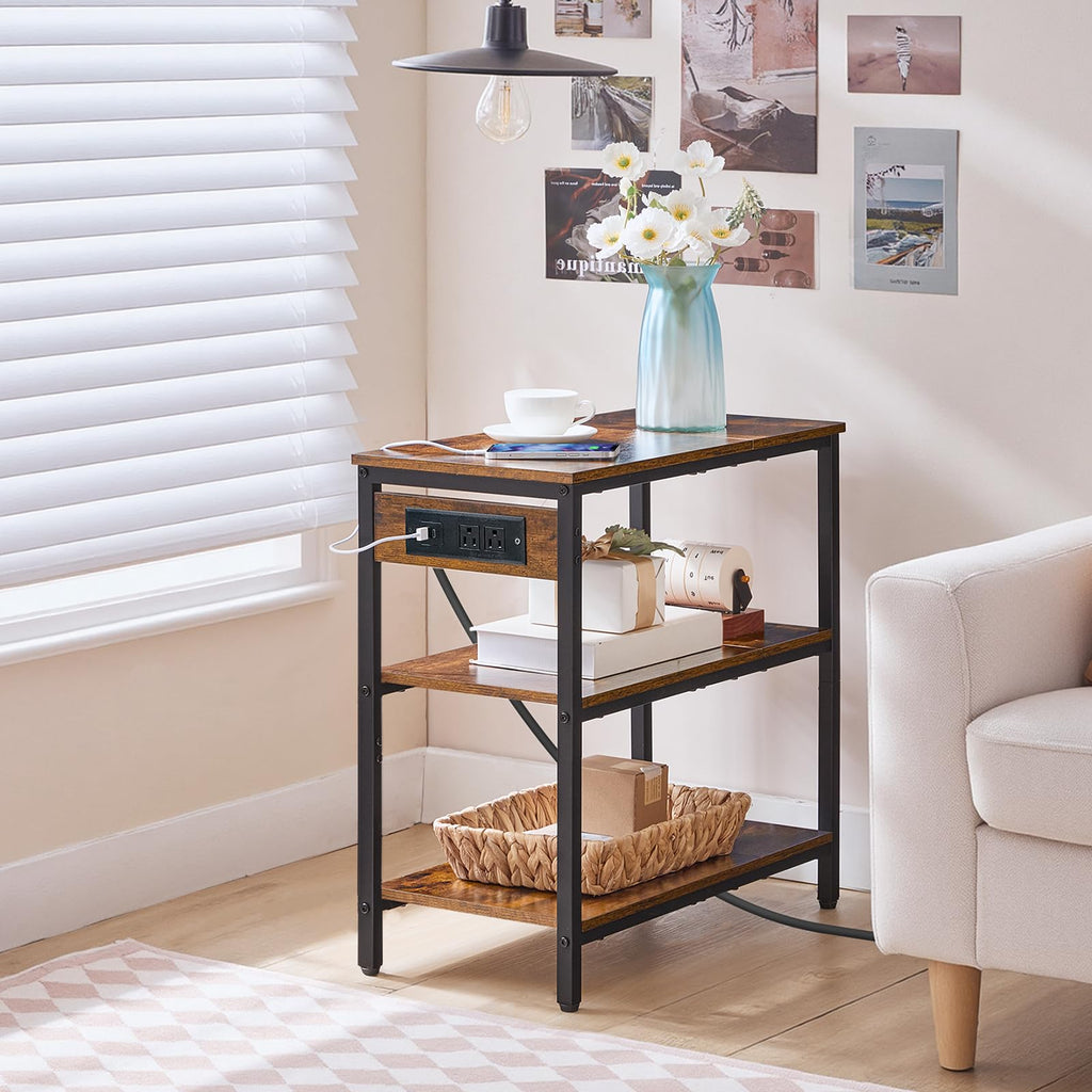 Charging Station End Table with 3 Tier Storage Shelf H478787