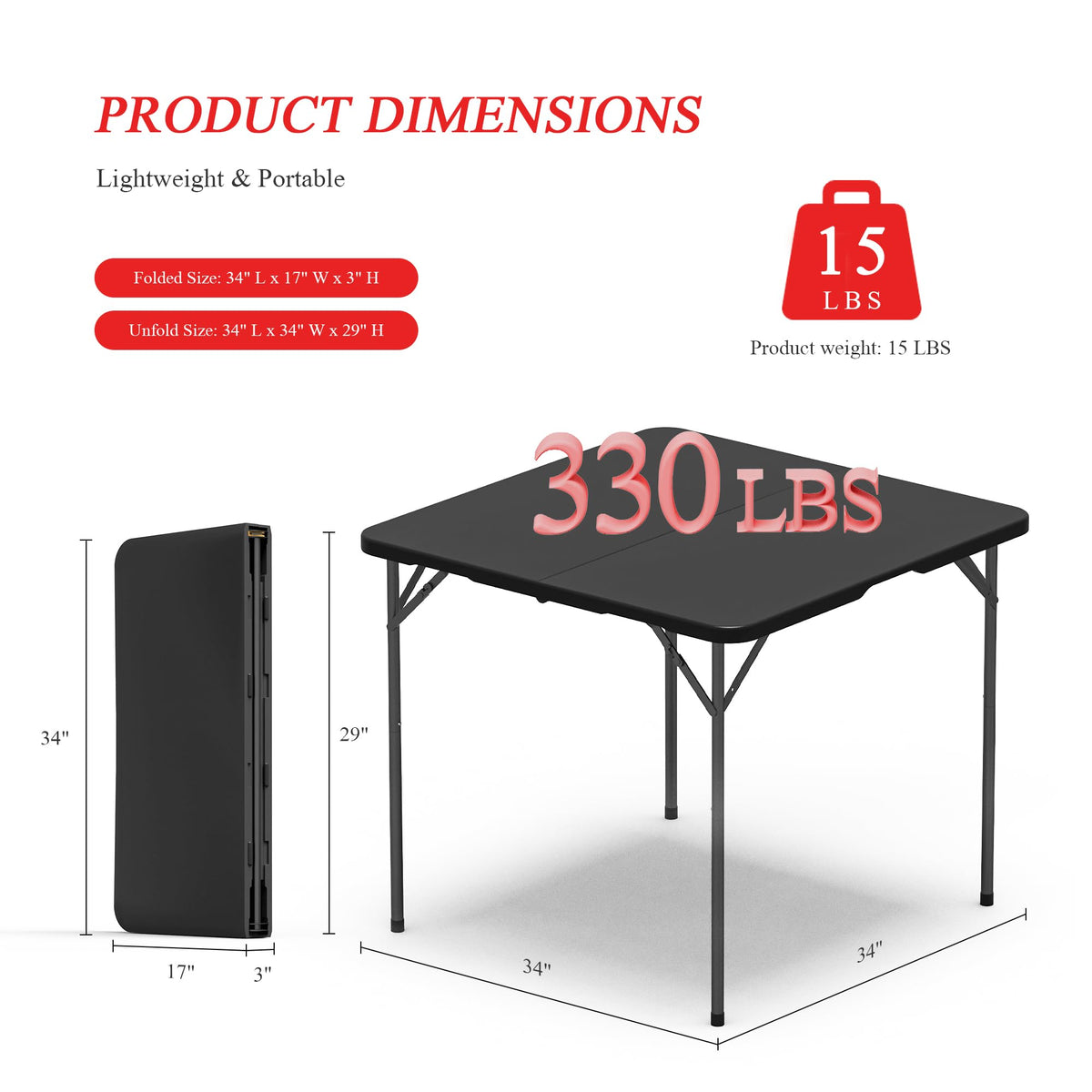 34" Square Folding Card Table 2 Pack H194167