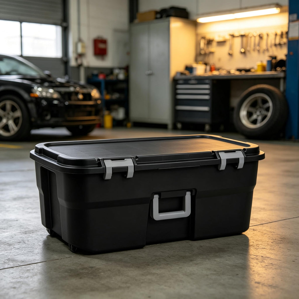 Black 22 Gallon Lockable Wheeled Storage Trunk N4943