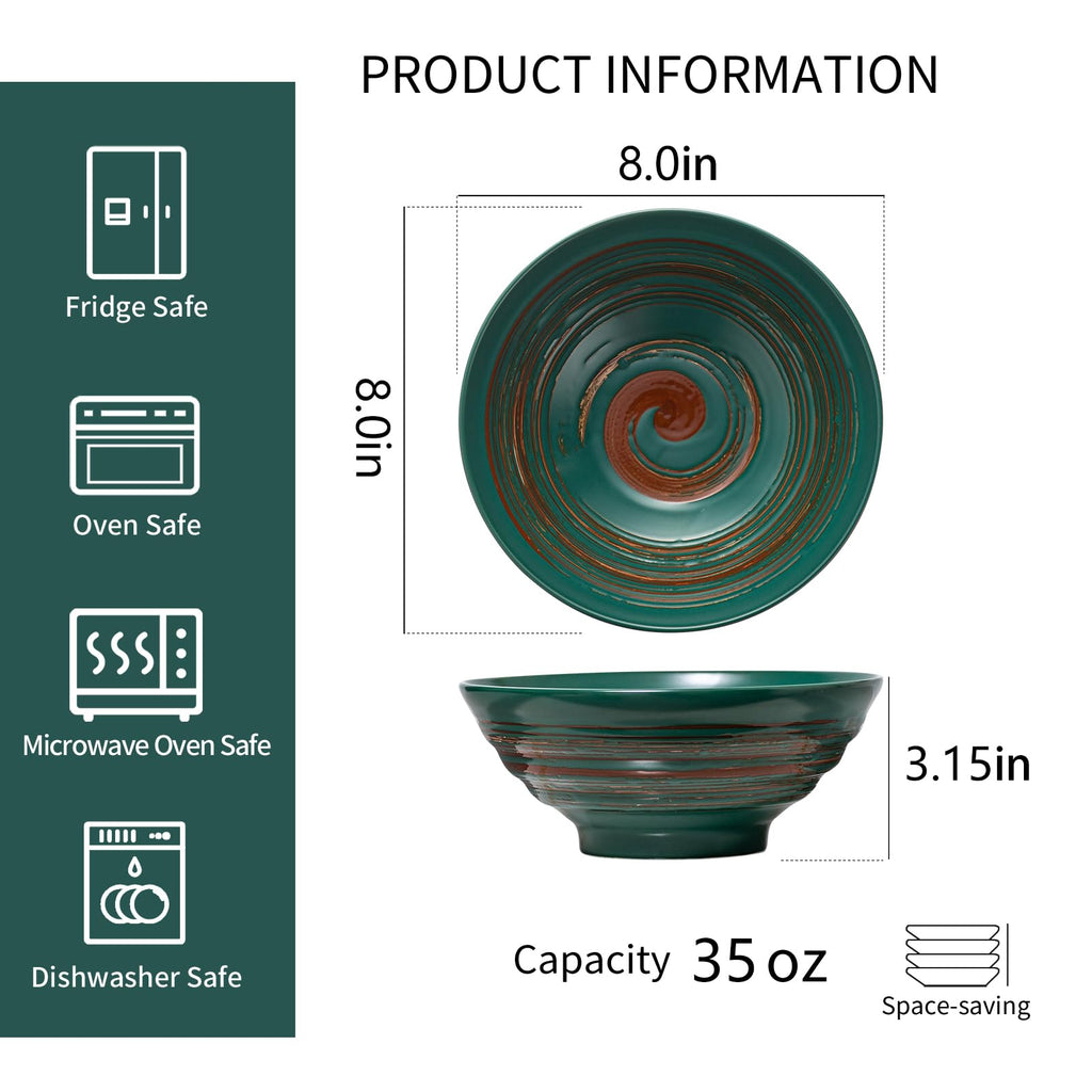 Multicolor Ceramic Ramen Bowl Set of 4 R3575