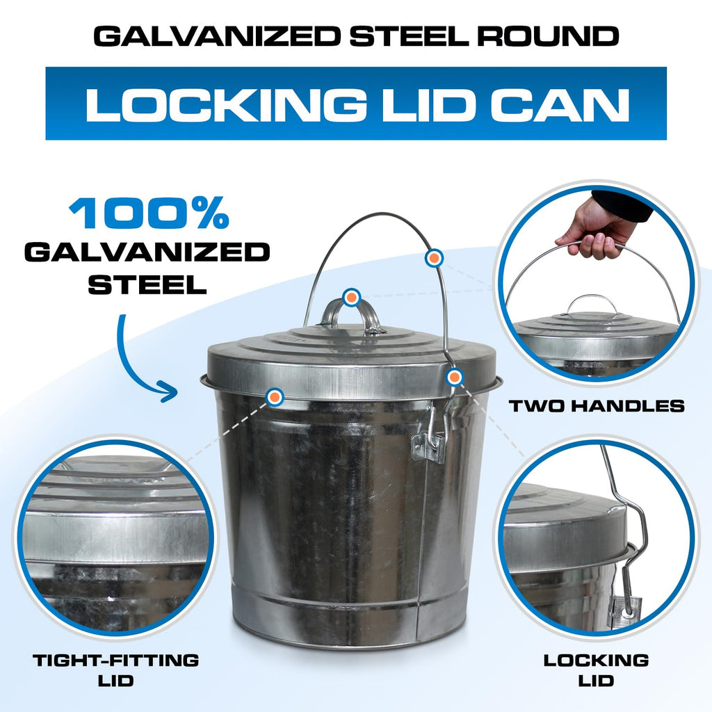 20 Gallon and 6 Gallon Metal Trash Can Set with Lids F801816
