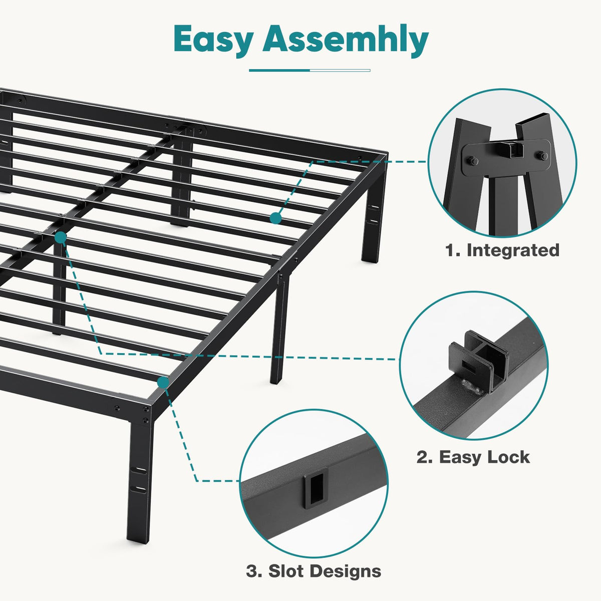 Queen 18 Inch Metal Platform Bed Frame U72300