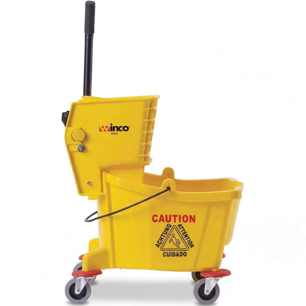 26 qt Yellow Plastic Mop Bucket on Wheels P64323