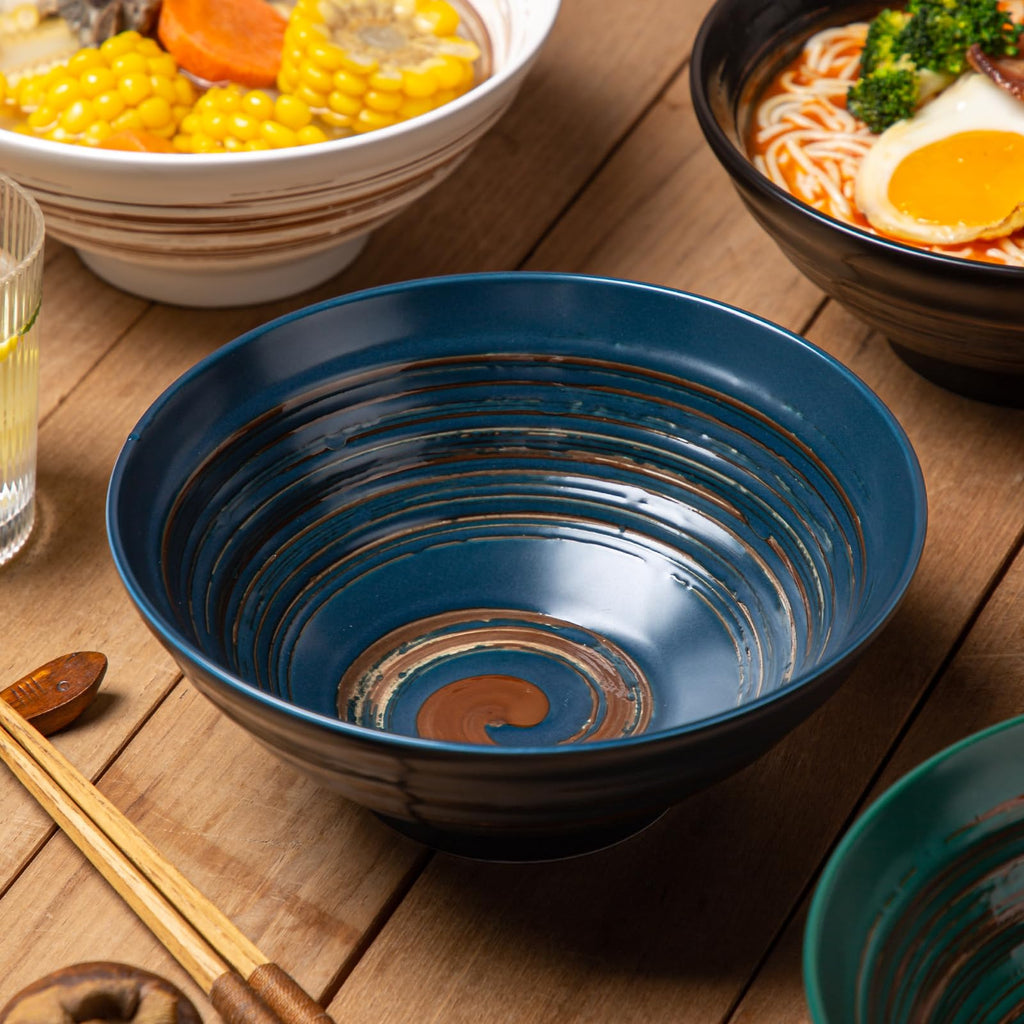 Multicolor Ceramic Ramen Bowl Set of 4 R3575