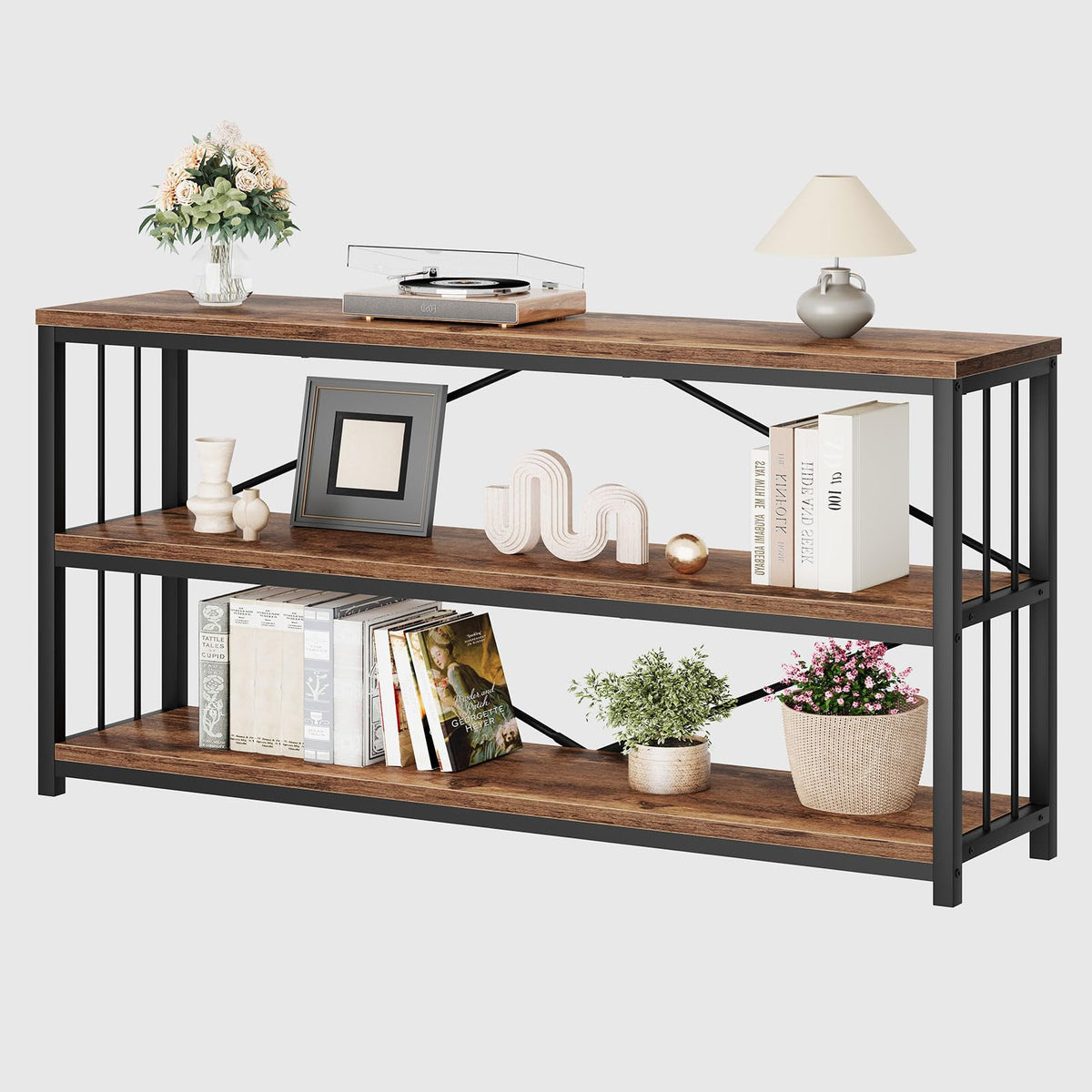 70 Inch Rustic Brown Console Table E31034