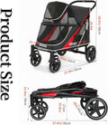 4 Wheel Foldable Dog Stroller with Mesh & Sunroof S2178