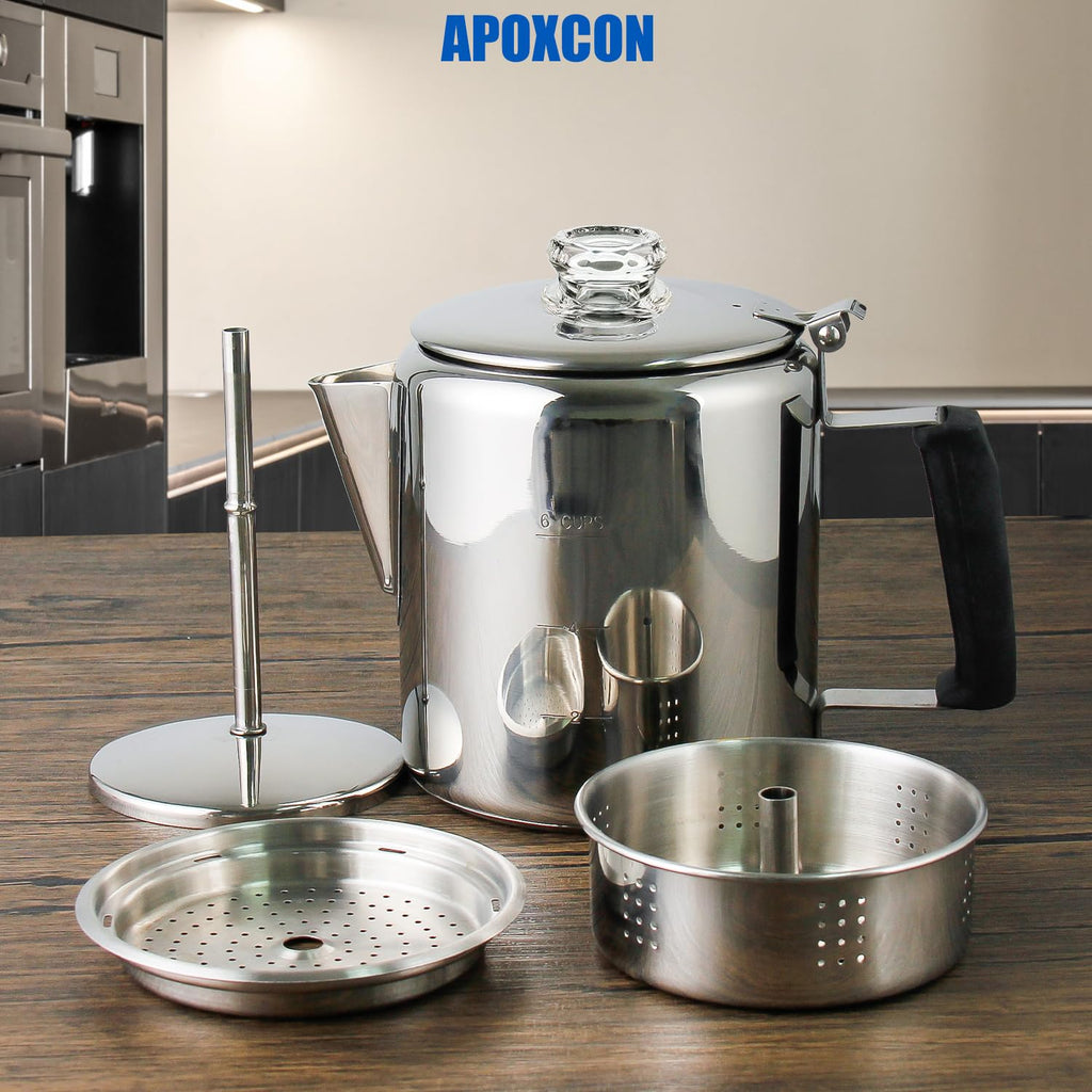 Stainless Steel Stove Top Percolator Coffee Pot 6 Cup U66121