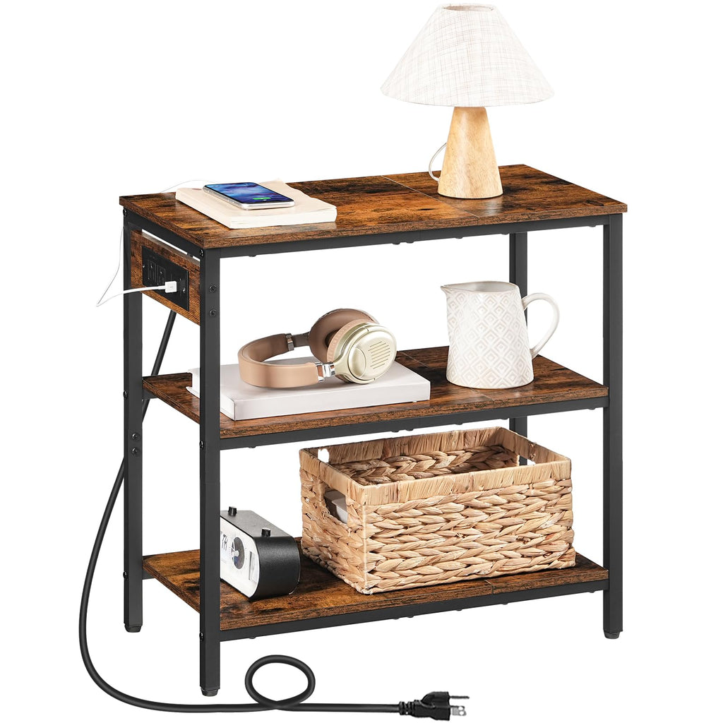 Charging Station End Table with 3 Tier Storage Shelf H478787