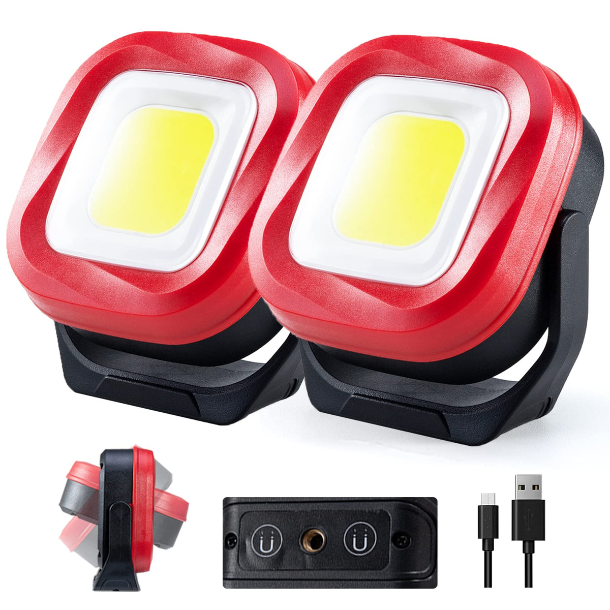 Magnetic Work Light, 42 LEDs 1000 Lumens Rechargeable Portable Inspection Light (2 PCS) Y9849