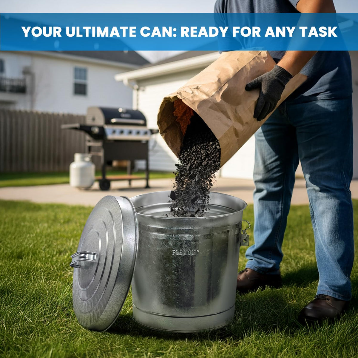 20 Gallon and 6 Gallon Metal Trash Can Set with Lids F801816