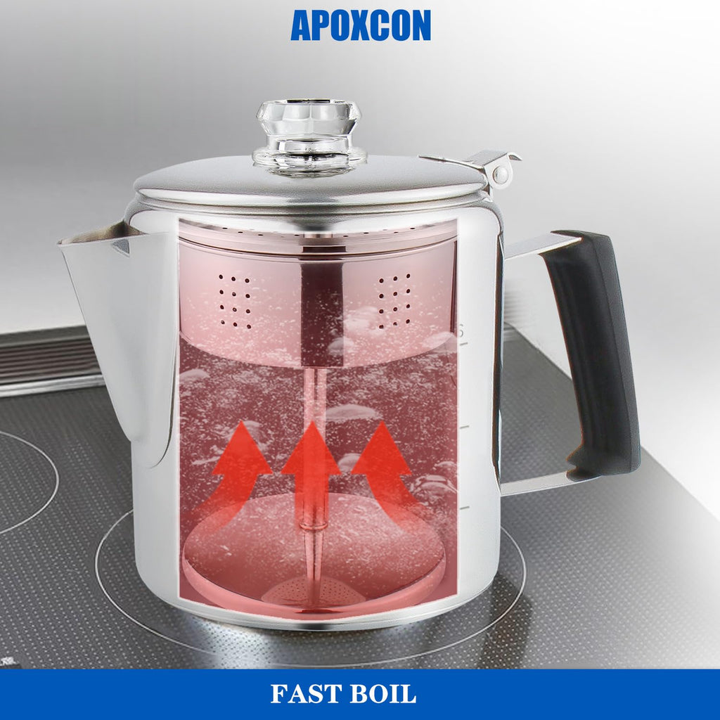 Stainless Steel Stove Top Percolator Coffee Pot 6 Cup U66121