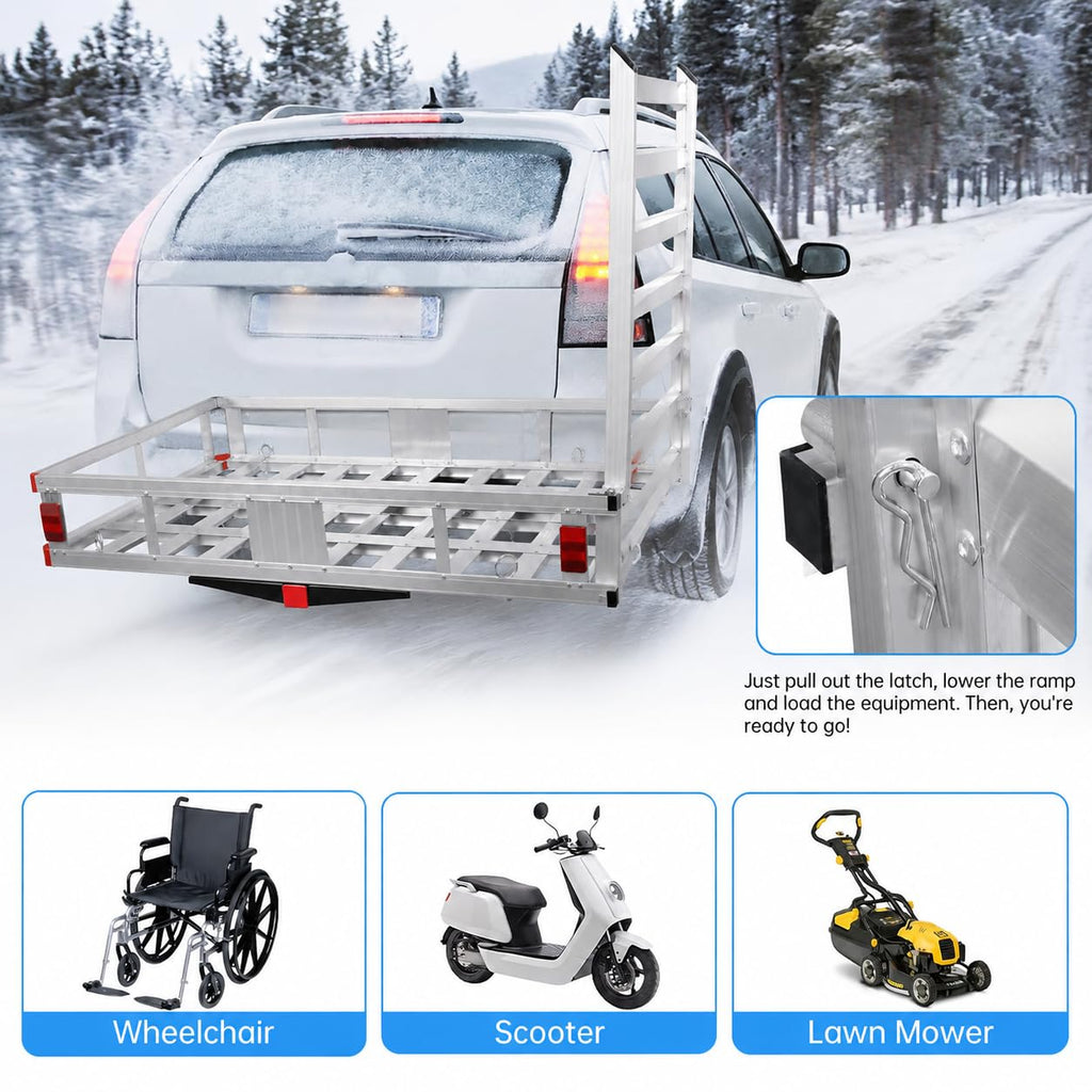 Aluminum Hitch Cargo Carrier with Ramp T998