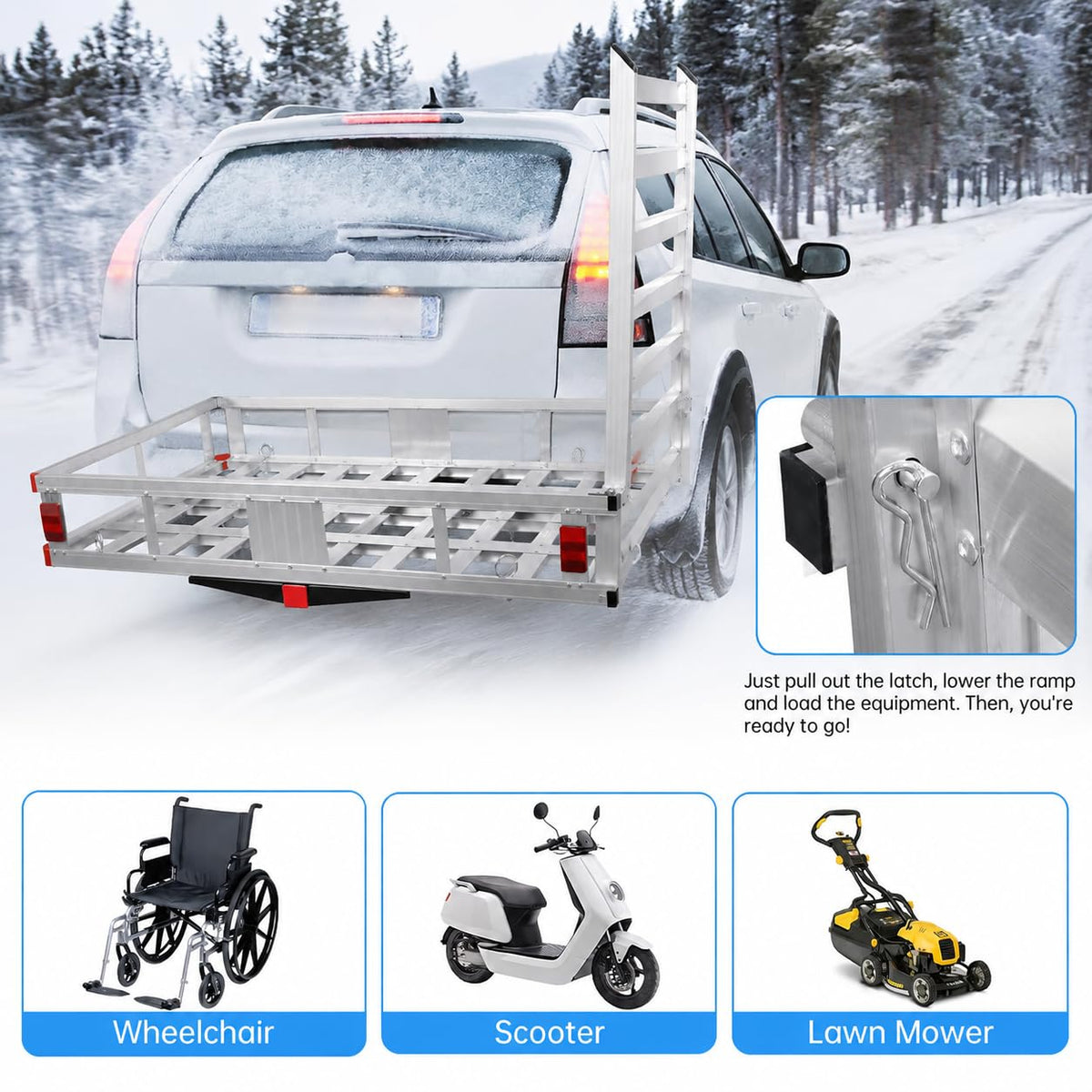 Aluminum Hitch Cargo Carrier with Ramp T998