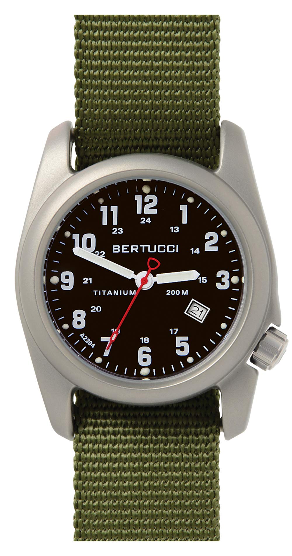 Titanium Olive Nylon Strap Black Dial Men's Watch U71481