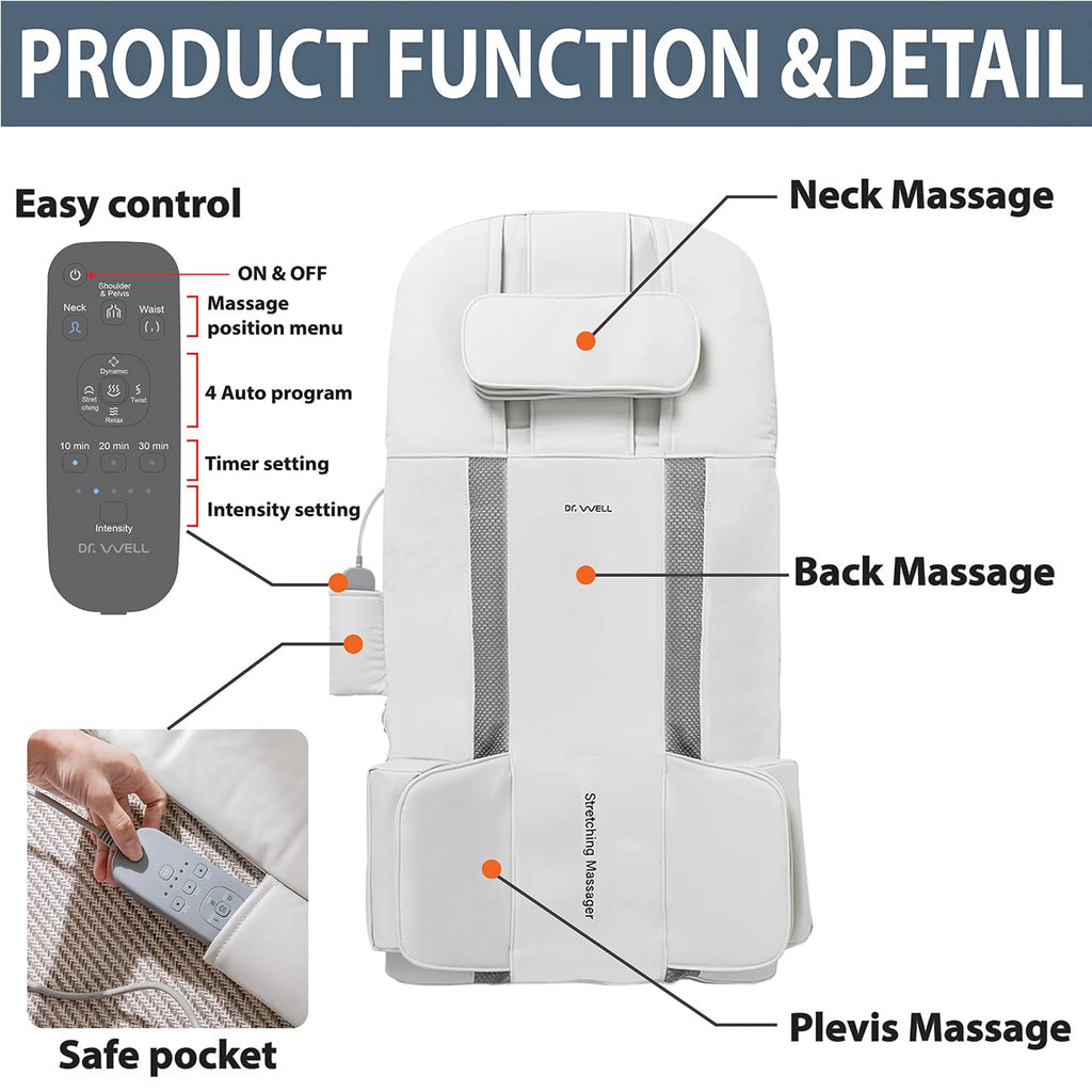 Full Body Stretching Massage Mat, 26 Air Cells, 7 Modes G451