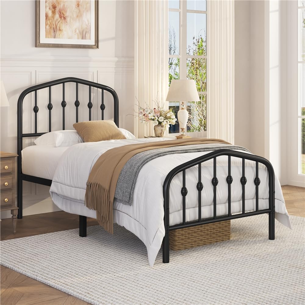 Twin Metal Bed Frame with Victorian Headboard I987