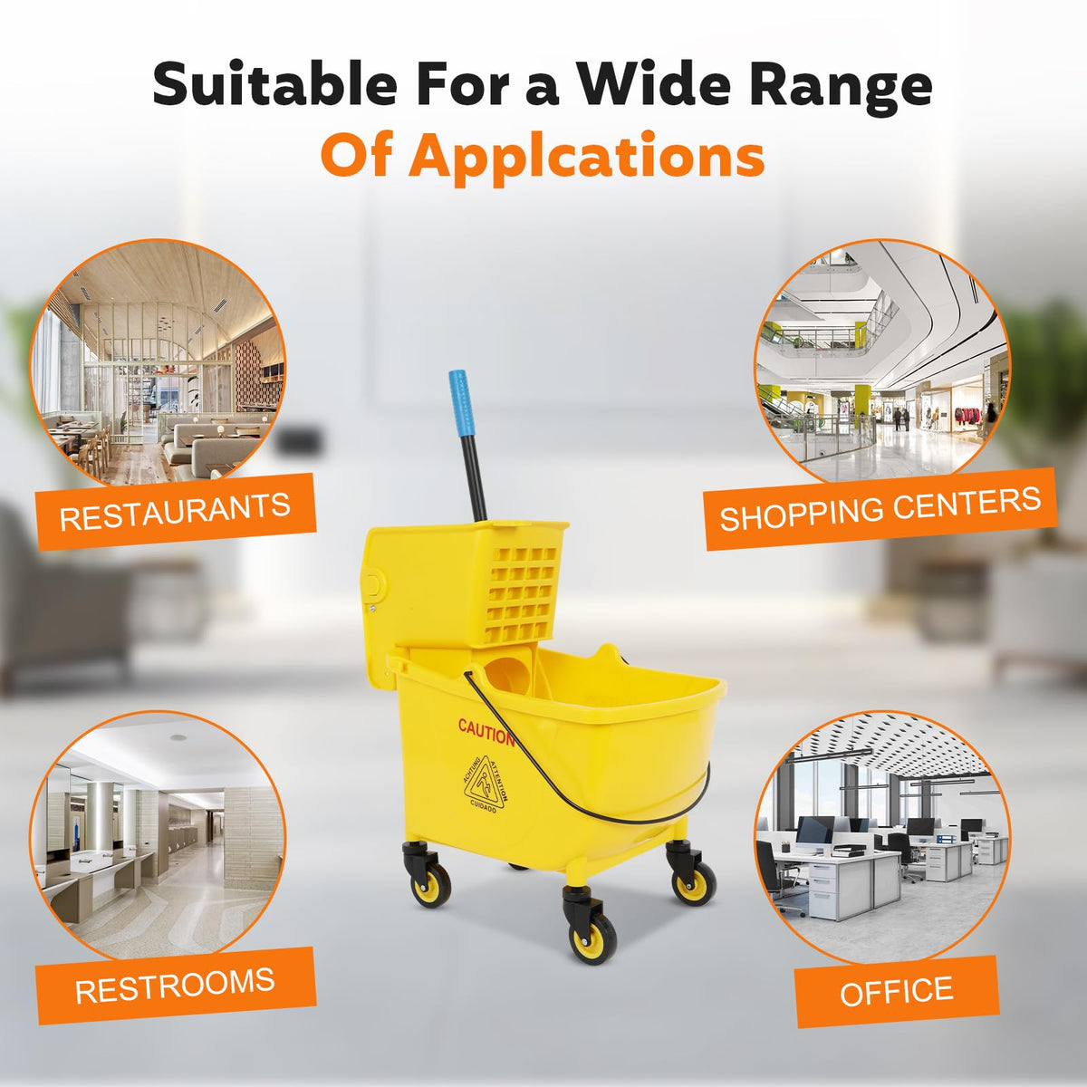 Commercial Mop Bucket with Wringer, 35 Quart Mop and Bucket Set N9215