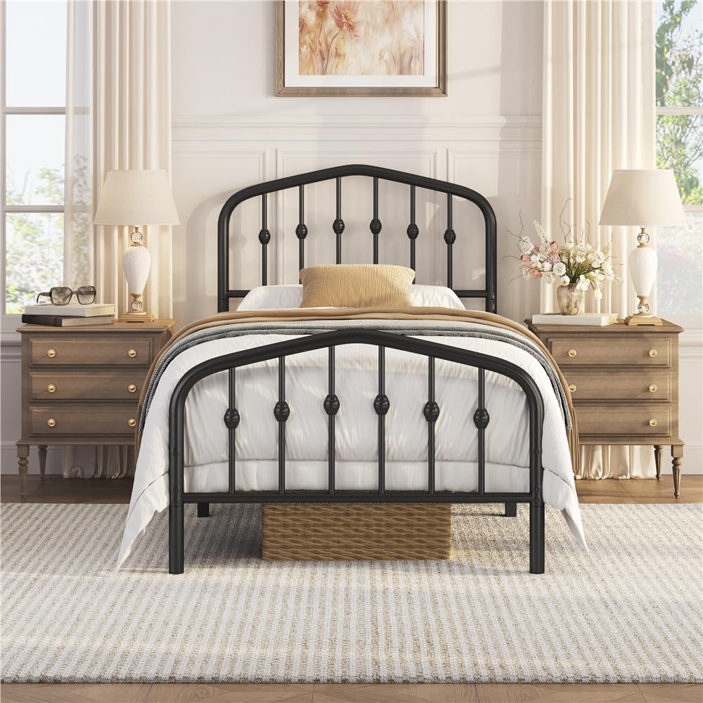 Twin Metal Bed Frame with Victorian Headboard I987