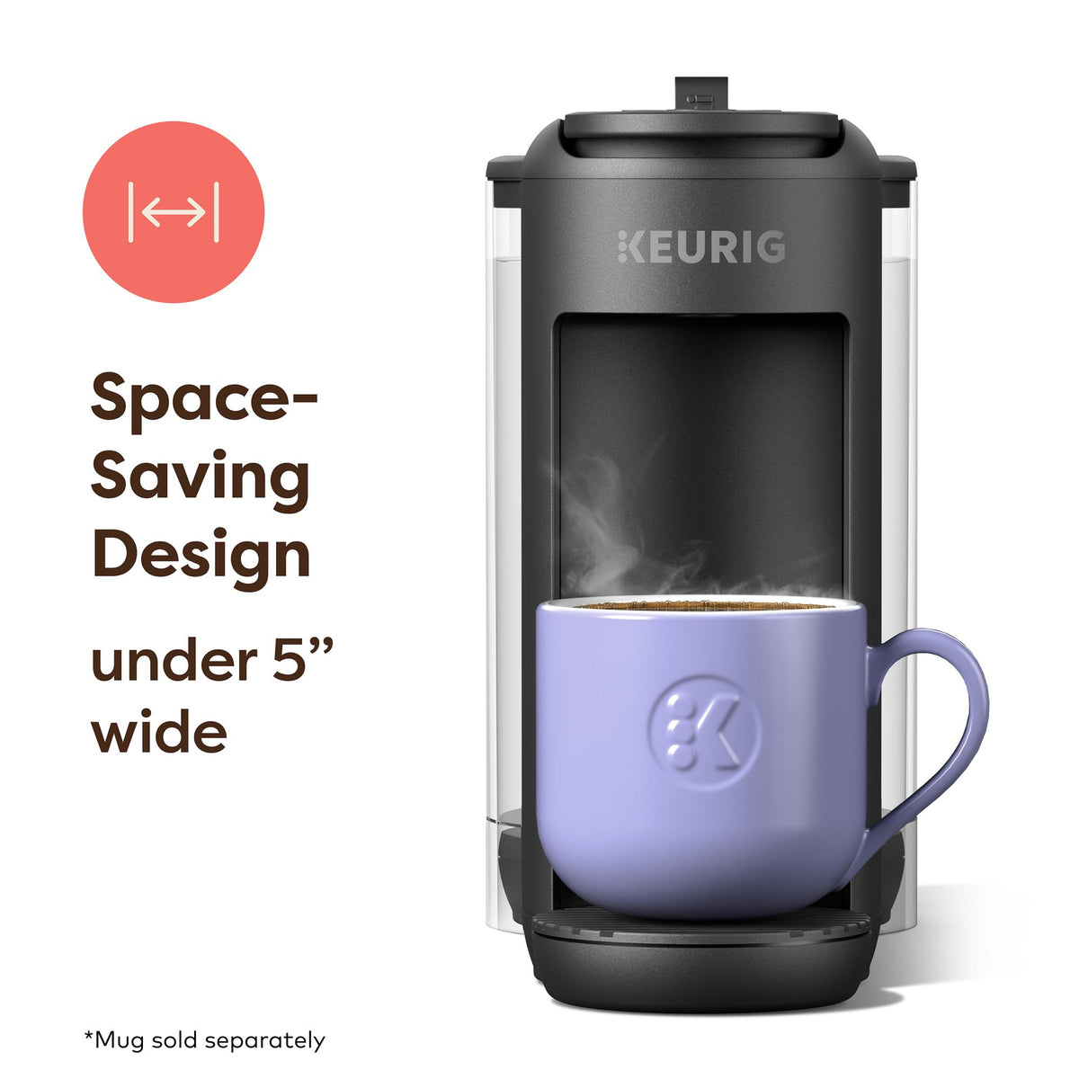 Single-Serve K-Cup Pod Coffee Maker, 3 Cup Sizes, 50 oz Removable Reservoir, Matte Black T71401