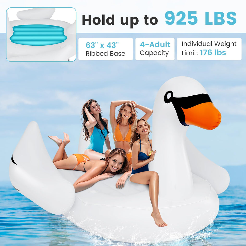 4-Person Inflatable Pool Float with Cup Holders O203