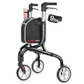 Super Lightweight 3 Wheel Foldable Aluminum Walker with Cup Holder, Black M2440
