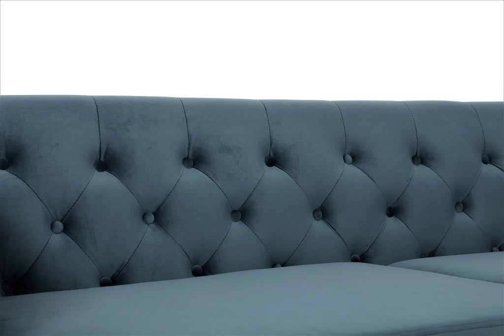 Prussian Blue Velvet Three Seater Sofa W179518