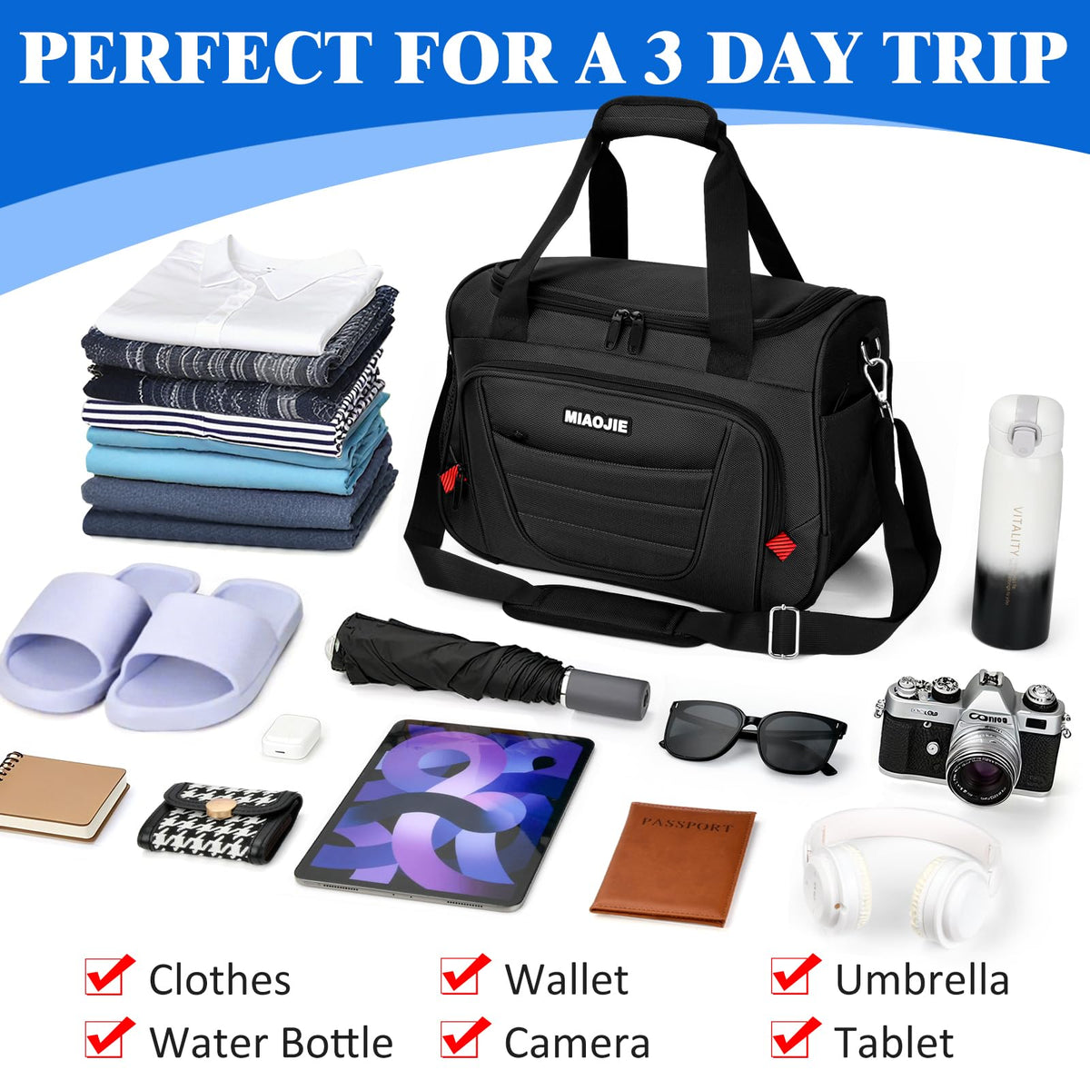 16 IN Black Underseat Carry On Luggage Bag B50003