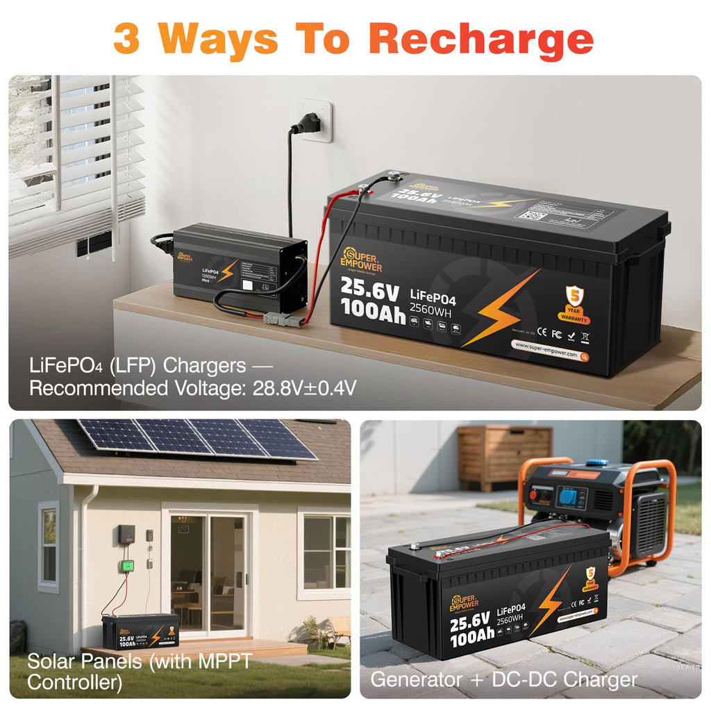 24V 100Ah LiFePO4 Deep Cycle Lithium Battery R158851