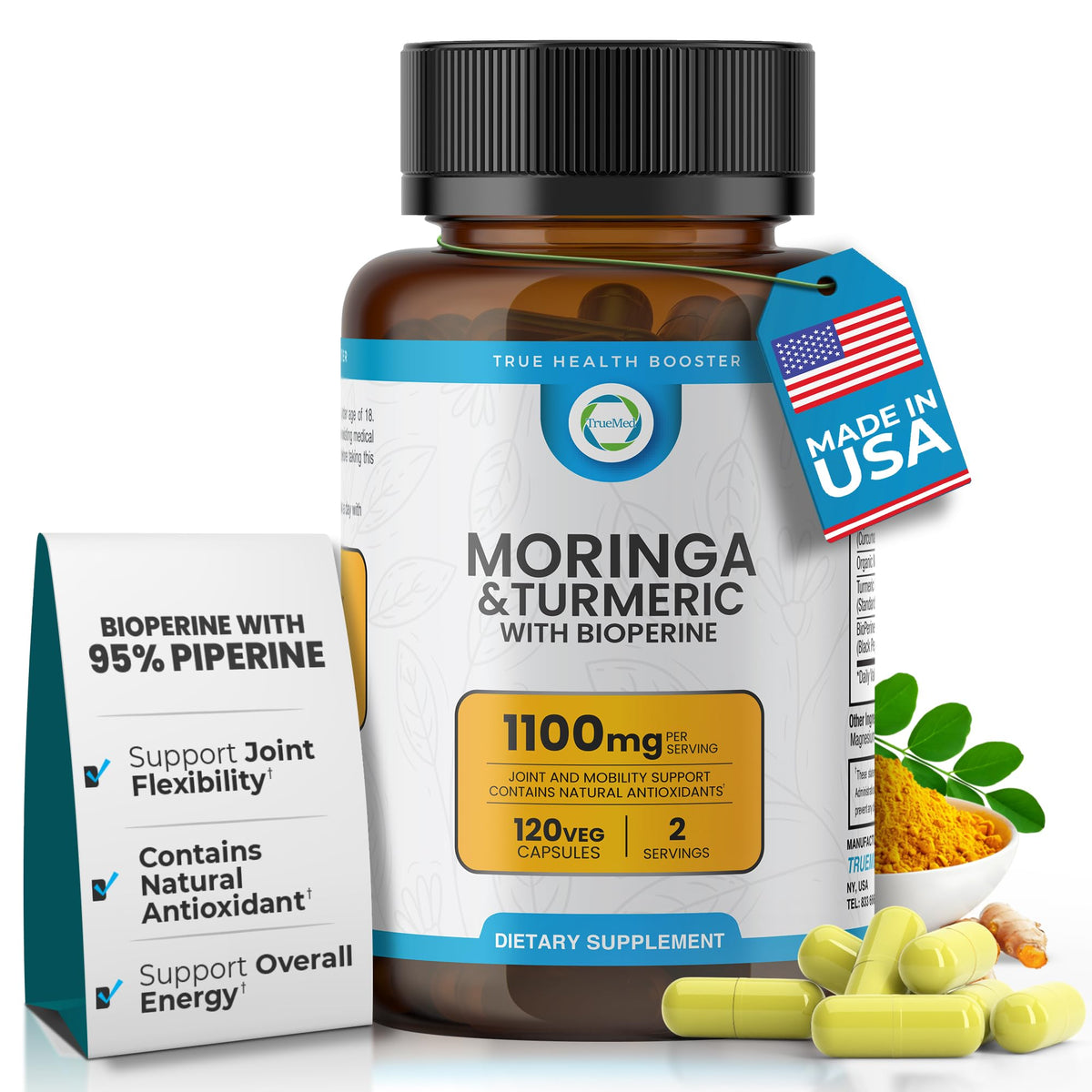 Moringa Turmeric Bioperine Supplement 120CT M902