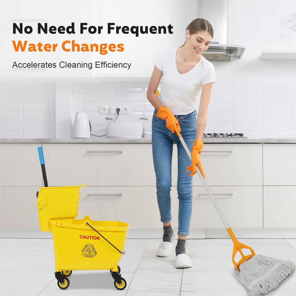 Commercial Mop Bucket with Wringer, 35 Quart Mop and Bucket Set N9215