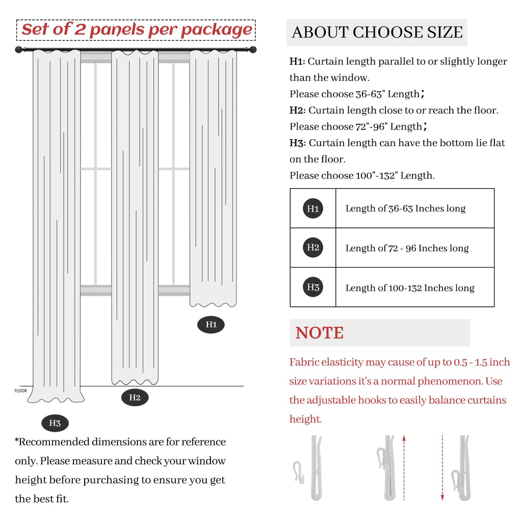 86 Inch Blackout Linen Blend Insulated Curtain 2 Panels Set W5444
