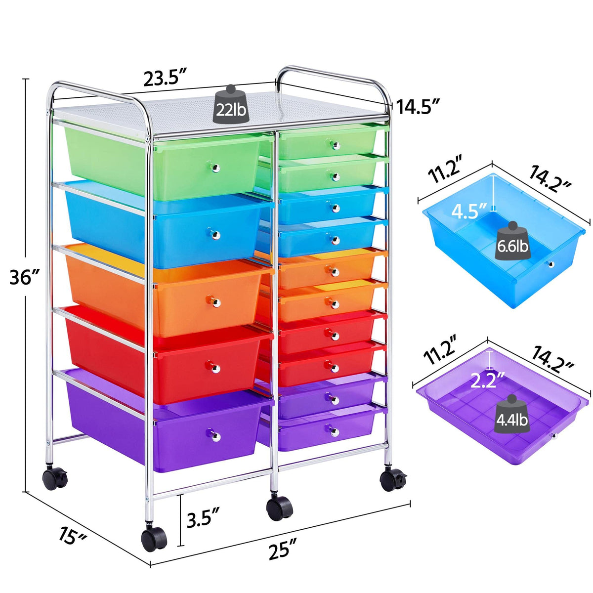 15 Drawer Rolling Storage Cart X32466