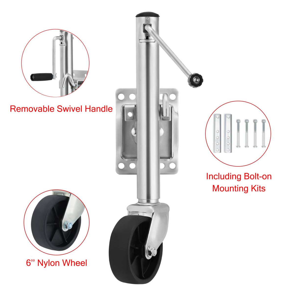 1200 lbs Boat Trailer Jack with 6 Inch Wheel X11350