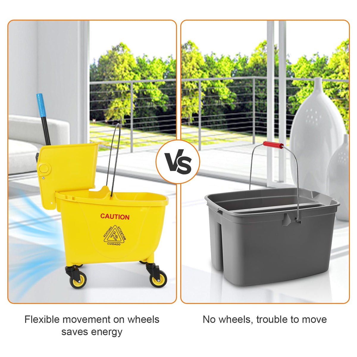 Commercial Mop Bucket with Wringer, 35 Quart Mop and Bucket Set N9215