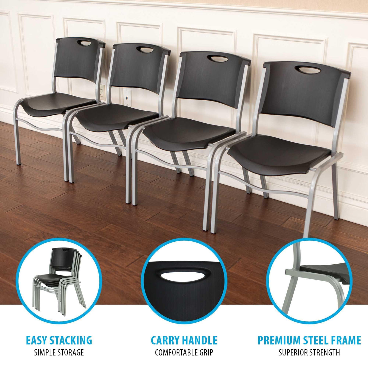 Black Stacking Chair 4 Pack X639