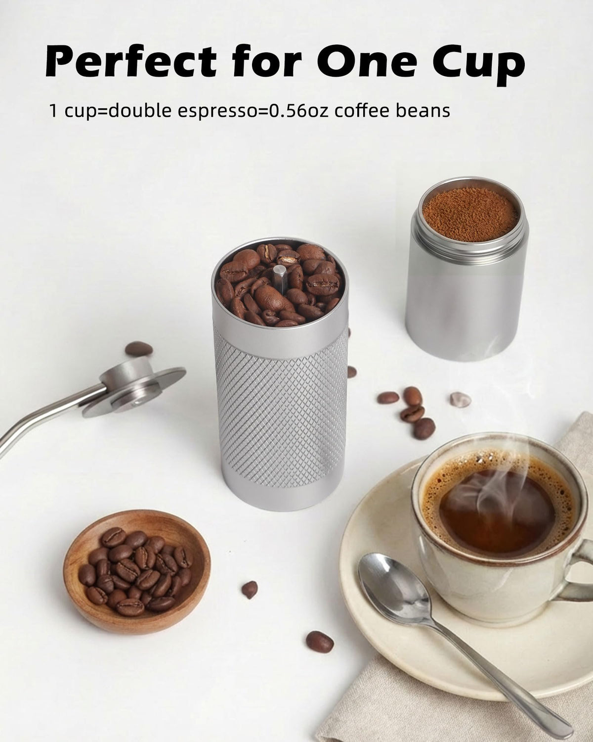 Manual Stainless Steel Conical Burr Coffee Grinder with Adjustable Settings K87740
