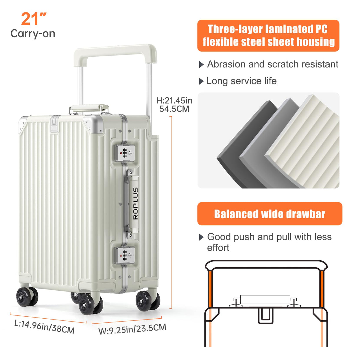 Aluminium Frame Carry on Luggage with TSA Lock Z756