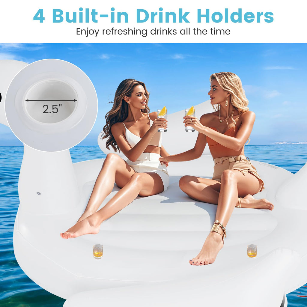 4-Person Inflatable Pool Float with Cup Holders O203