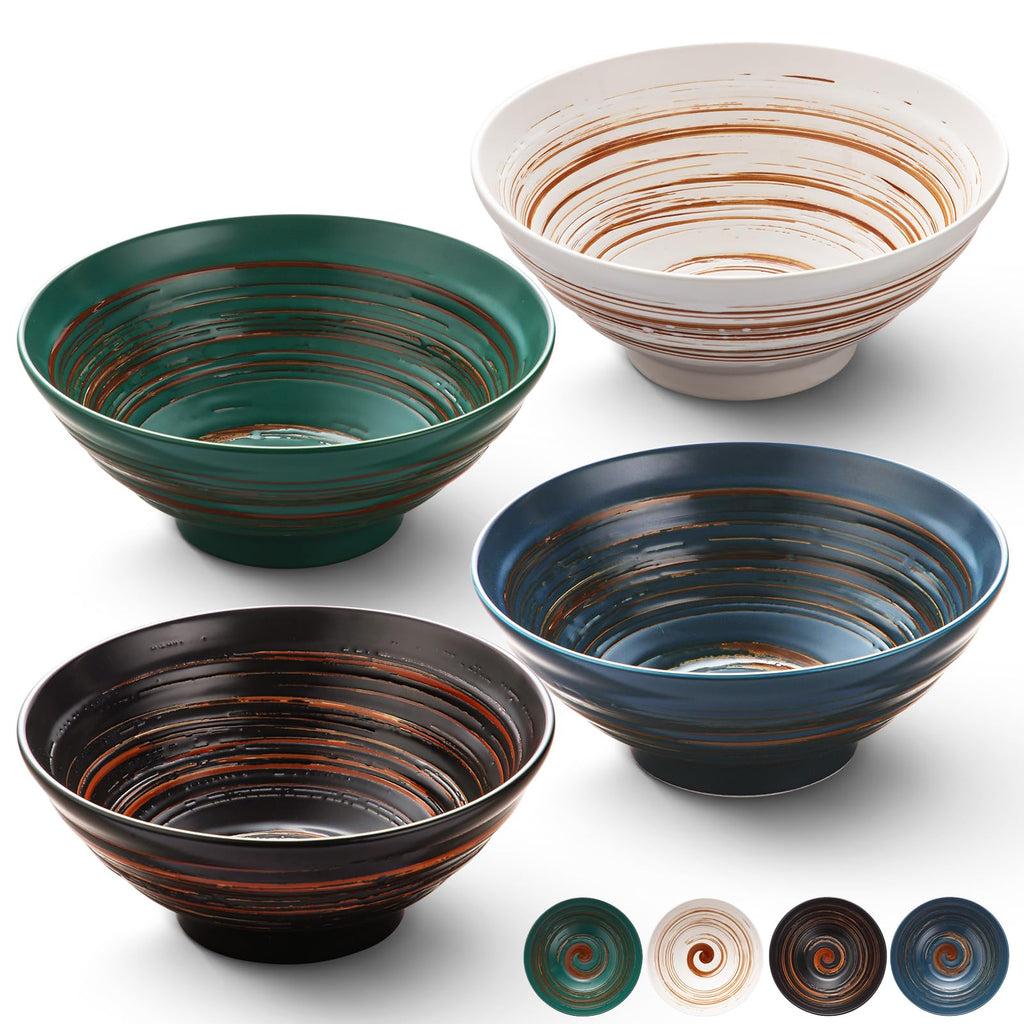 Multicolor Ceramic Ramen Bowl Set of 4 R3575
