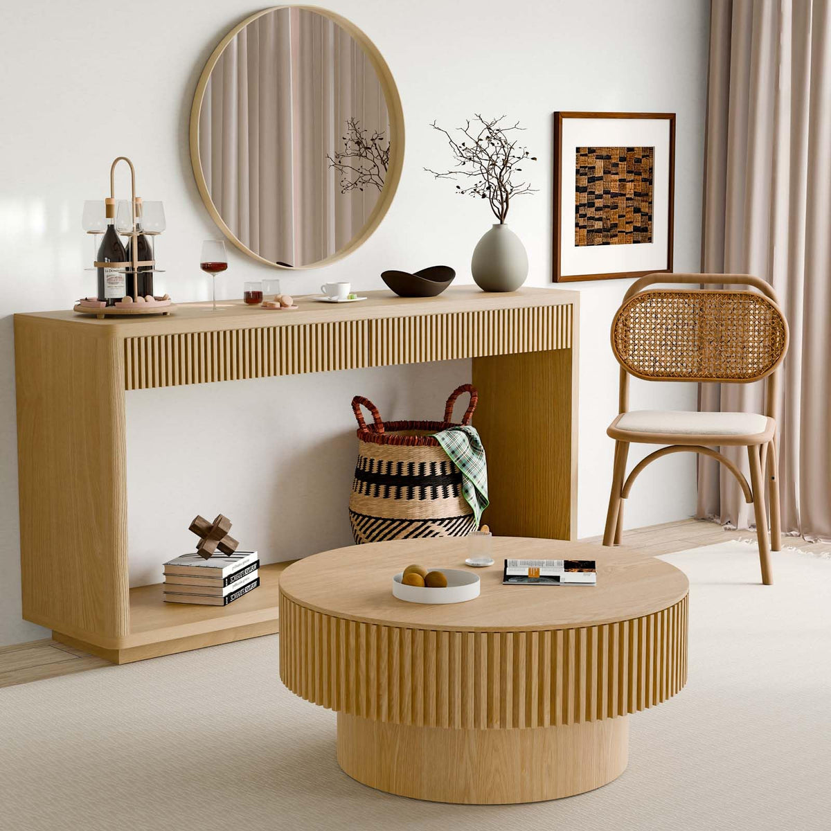 Round Coffee Table with Storage E2917