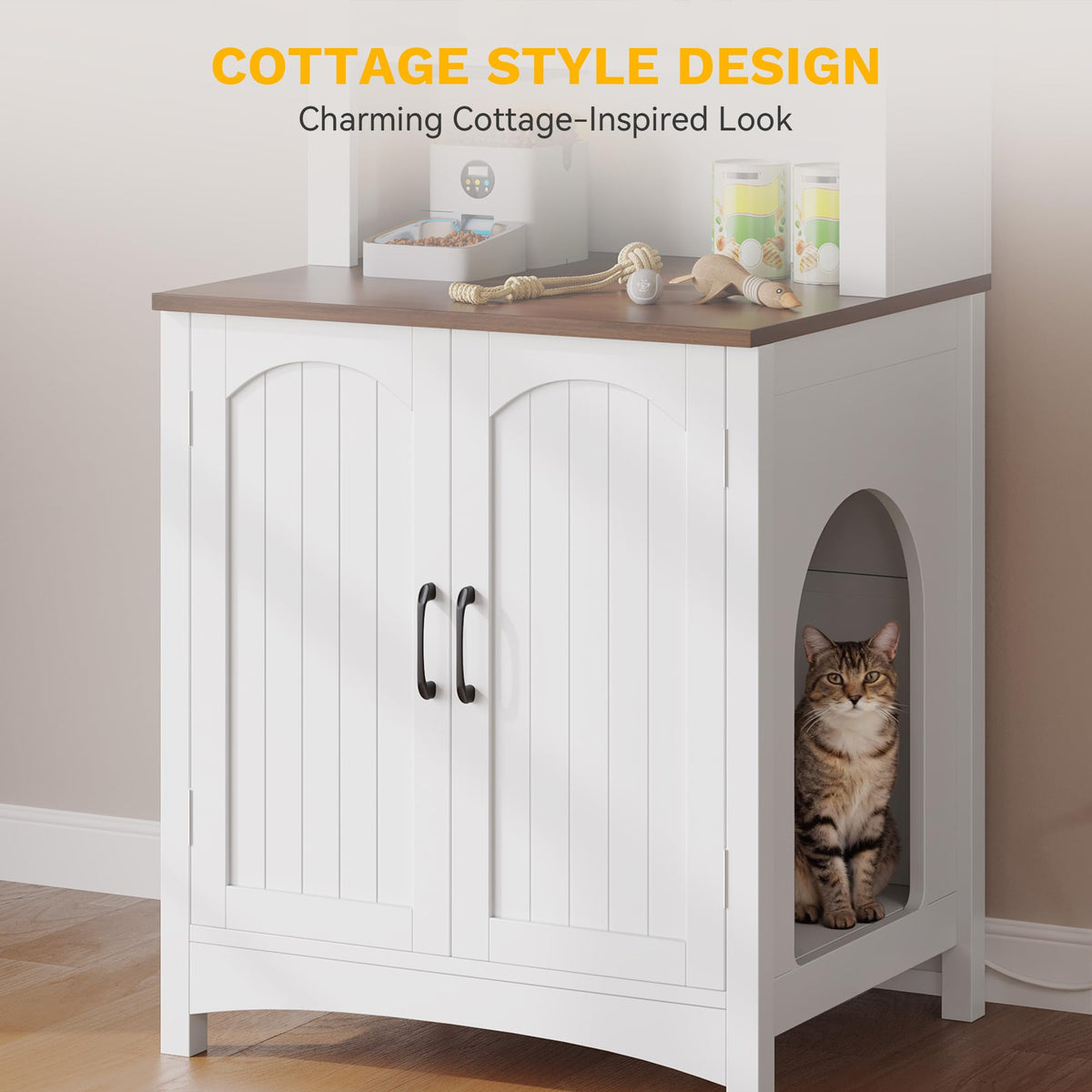 70.8in Hidden Cat Litter Box Furniture with Shelves D7021
