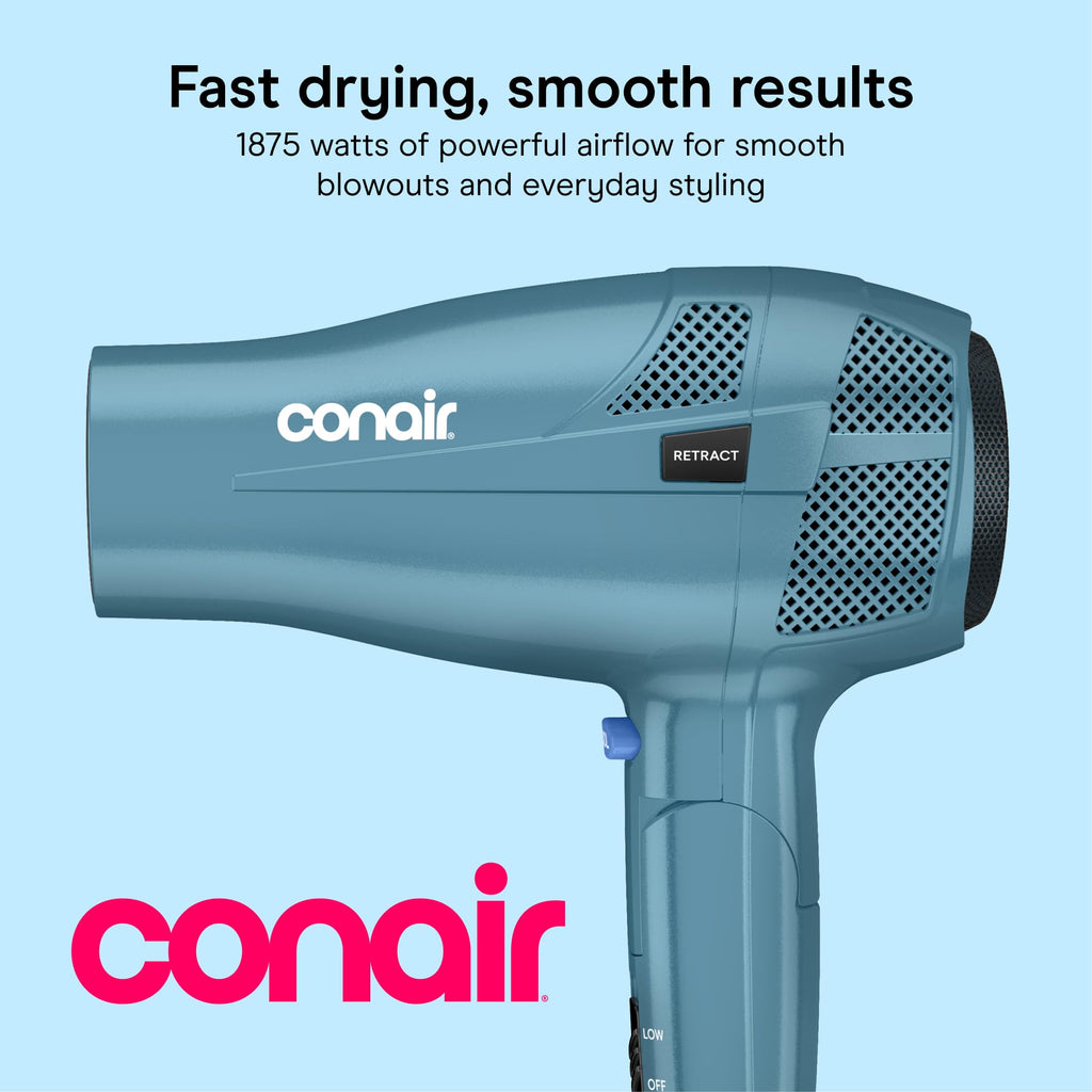 Blue 1875W Dual Voltage Folding Travel Hair Dryer R911096