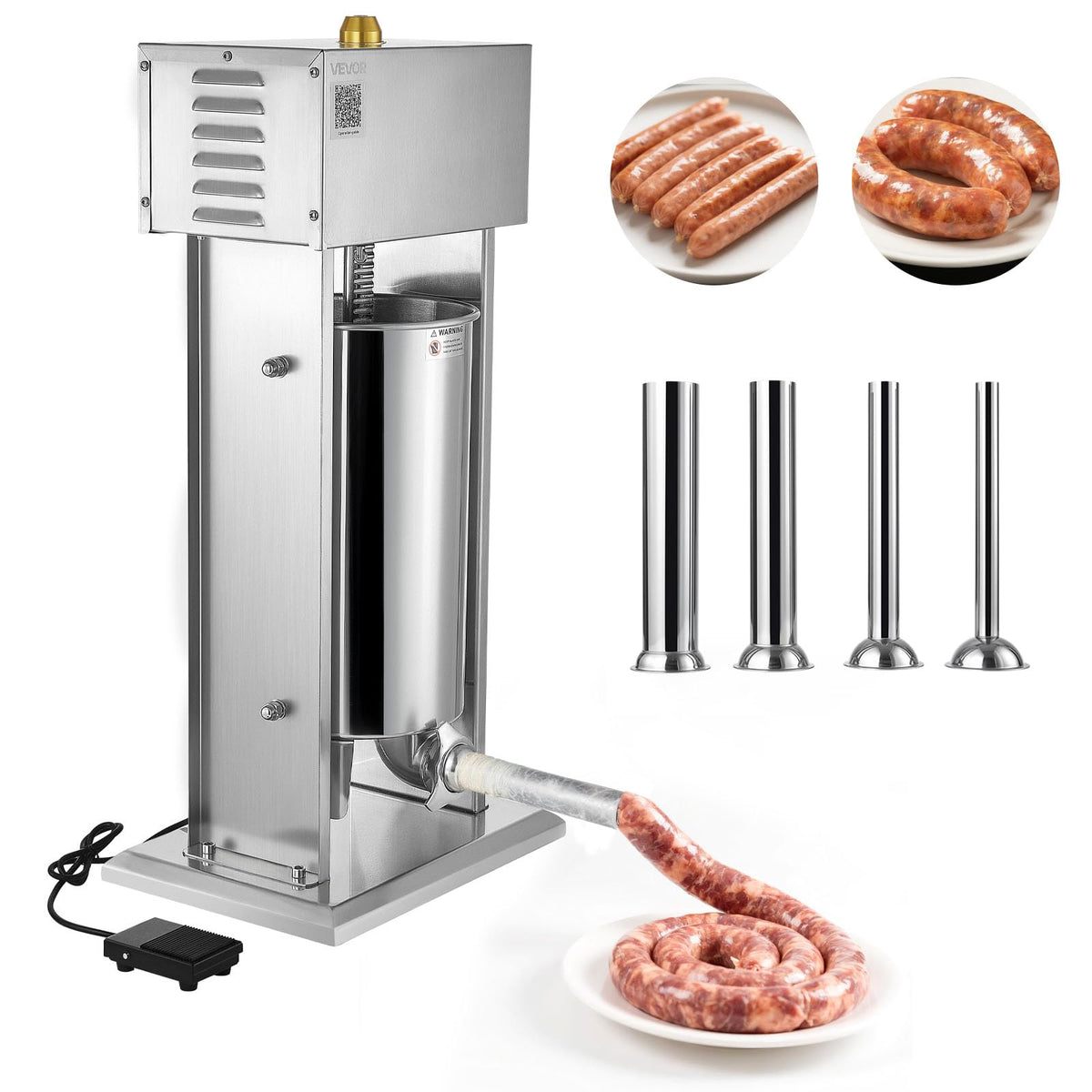15 L Stainless Steel Electric Sausage Stuffer with 4 Stuffing Tubes G234