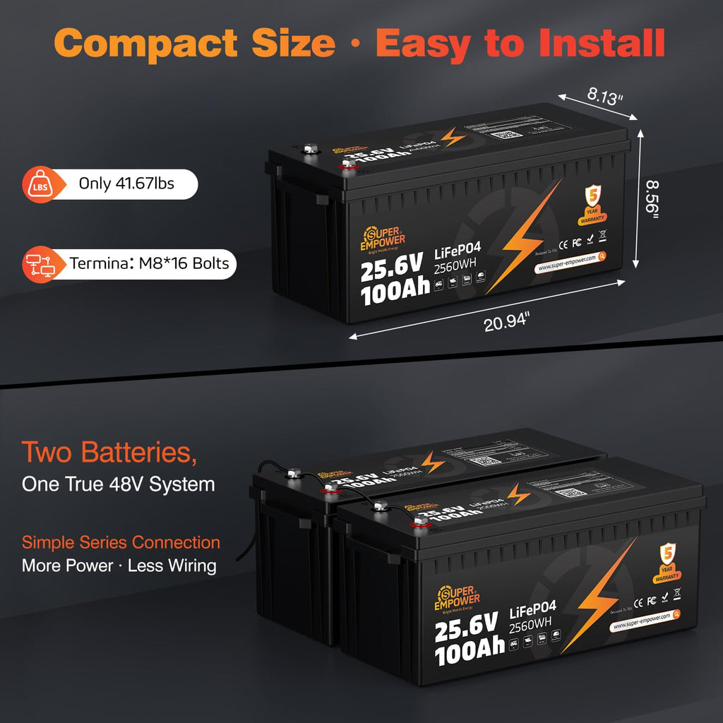 24V 100Ah LiFePO4 Deep Cycle Lithium Battery R158851