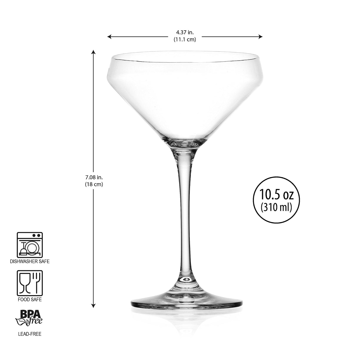 Martini Glasses Set of 4 Stemmed 10.5 Ounce A526797